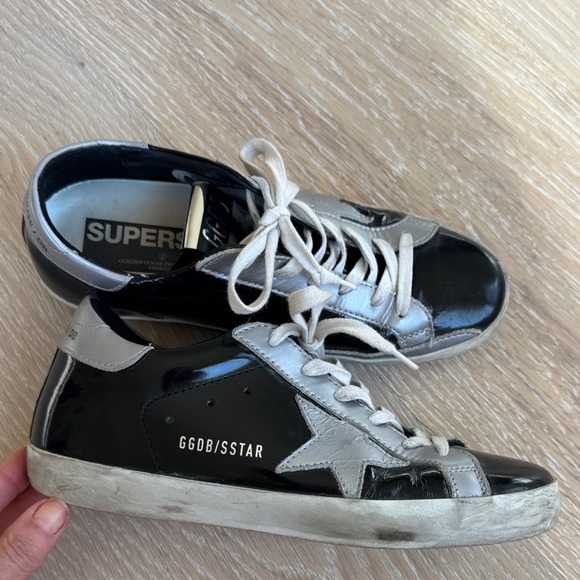 Golden Goose Shoes - Golden Goose Black and Silver Star Sneakers